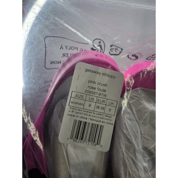 Crocs Women's Getaway Strappy Pink Crush Sandals Size 8- NEW - Picture 7 of 8